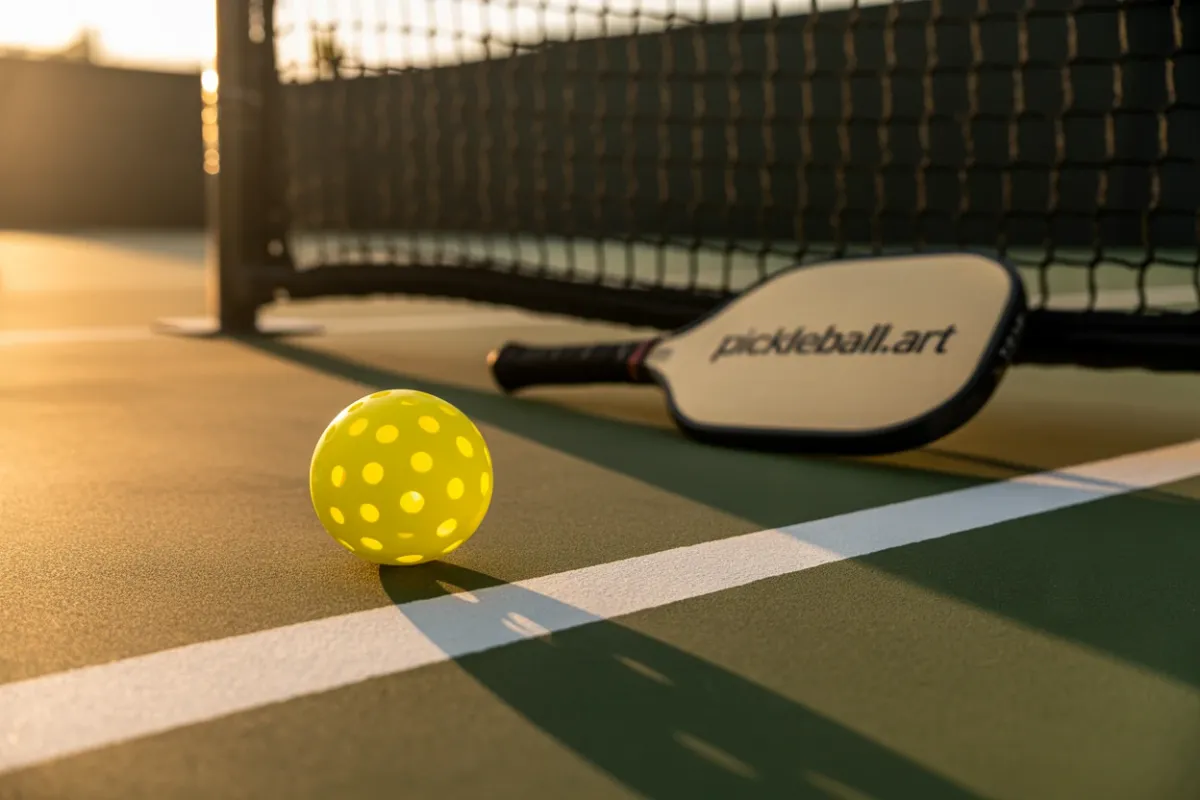 Doubles players on an outdoor pickleball court.