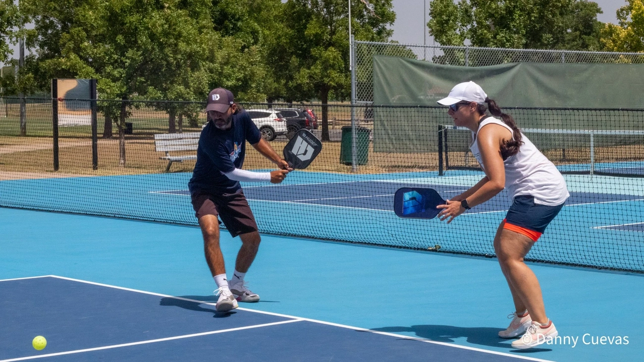 Pickleball equipment and court illustration