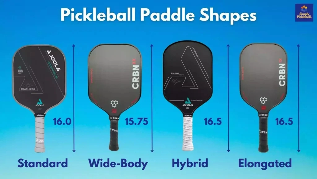 A person holding a pickleball paddle on a court, illustrating the guide to paddle sizes.