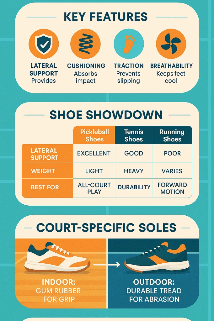 Pickleball equipment and court illustration