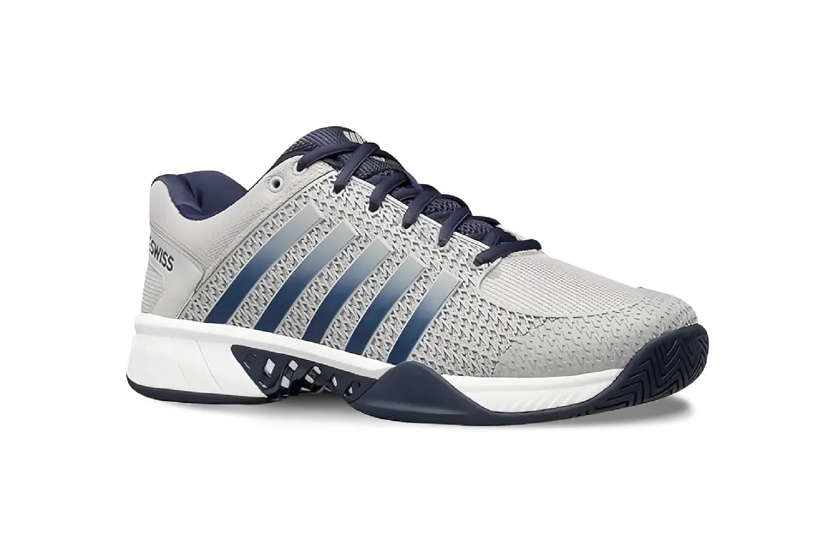 Side profile of a men's K-Swiss court sneaker, one of the best pickleball shoes for durable on-court support and stability. 