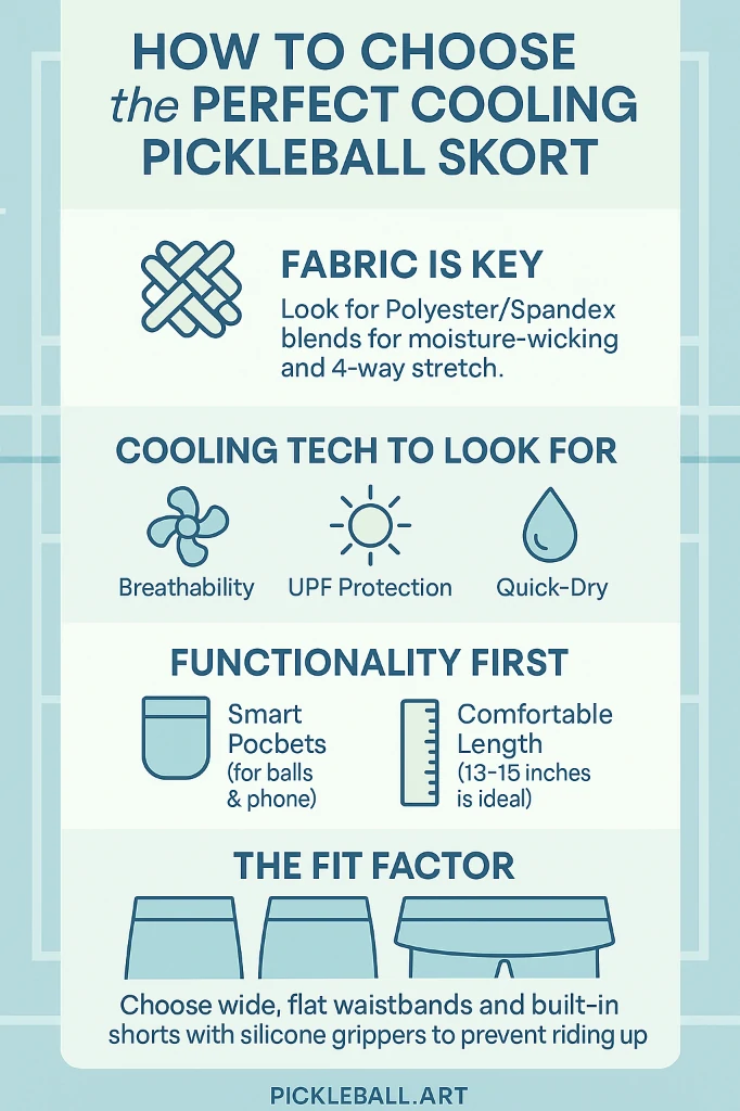 A skort selection checklist covers fabric, practical features and fit.