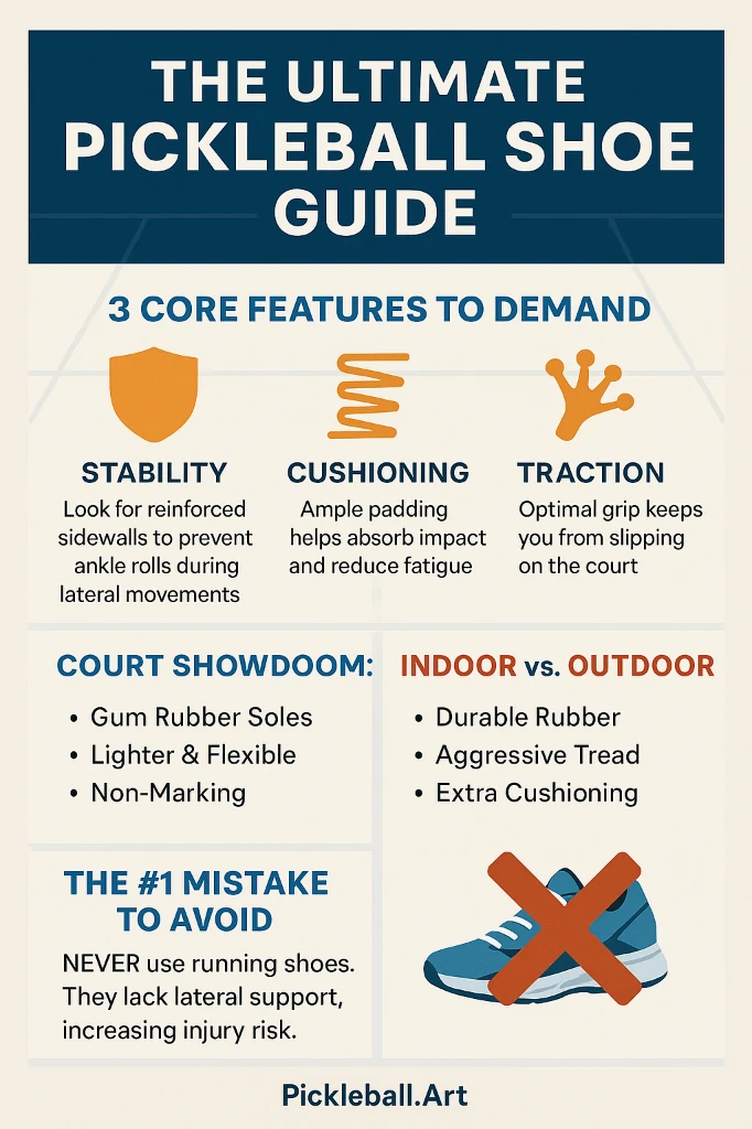 Pickleball equipment and court illustration
