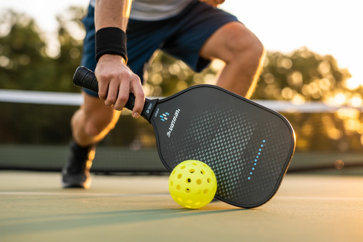 Pickleball equipment and court illustration