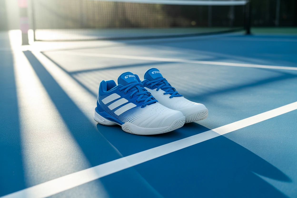 Pickleball equipment and court illustration