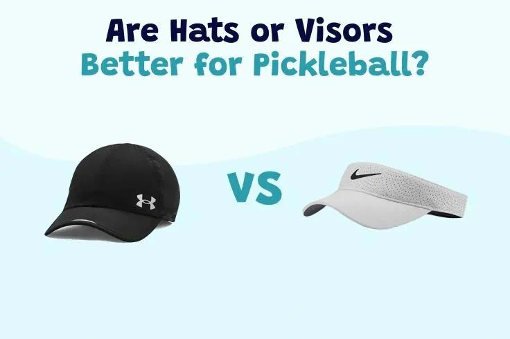 A black cap and a white visor appear side by side.